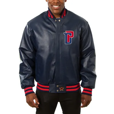 Men's Denver Broncos JH Design Navy Leather Jacket