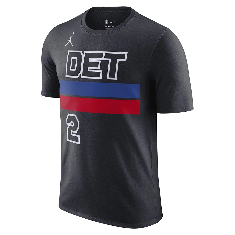 T-shirt avec nom et numéro Jordan Brand Cade Cunningham pour homme, bleu, Detroit Pistons 2022/23 Statement Edition