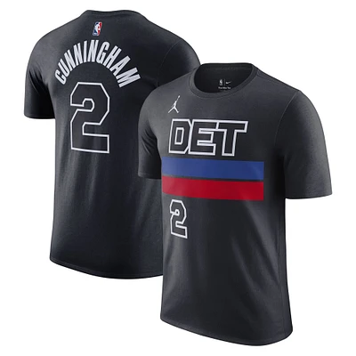 T-shirt avec nom et numéro Jordan Brand Cade Cunningham pour homme, bleu, Detroit Pistons 2022/23 Statement Edition