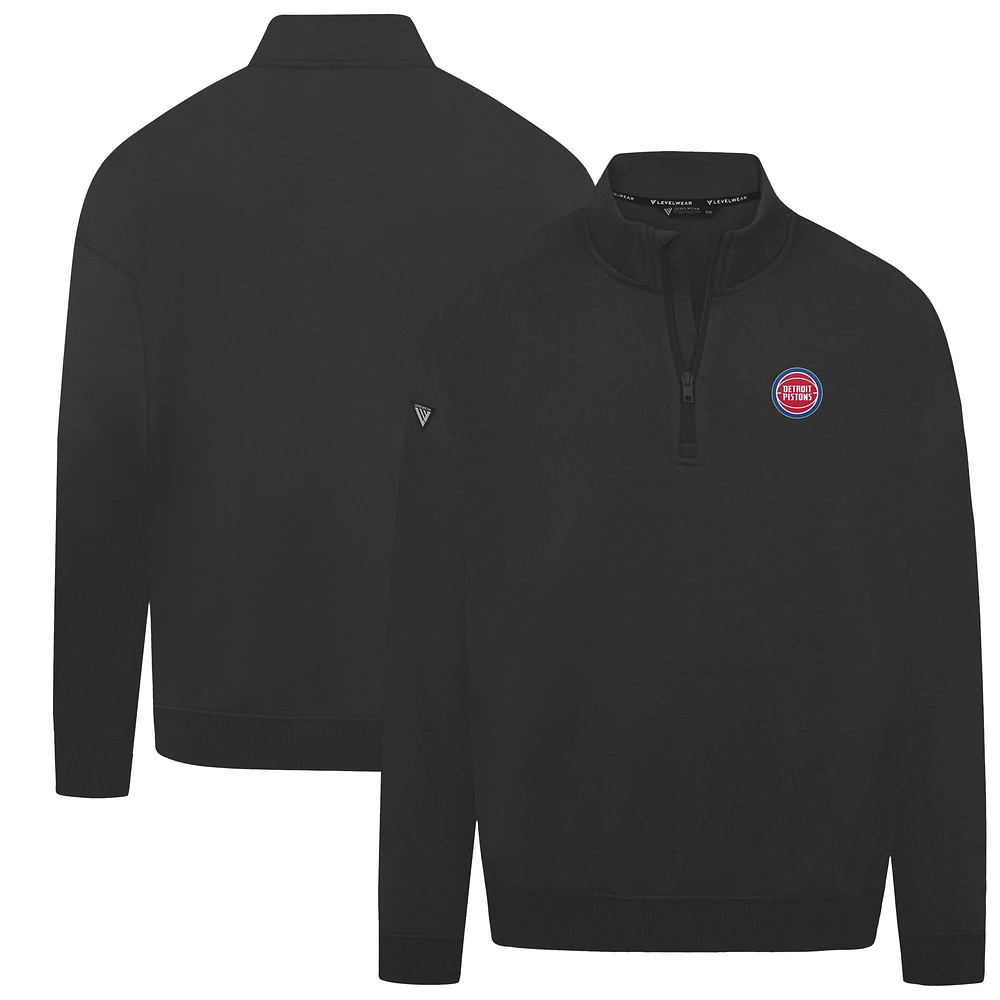 Men's Levelwear Black Detroit Pistons Murray Quarter-Zip Pullover