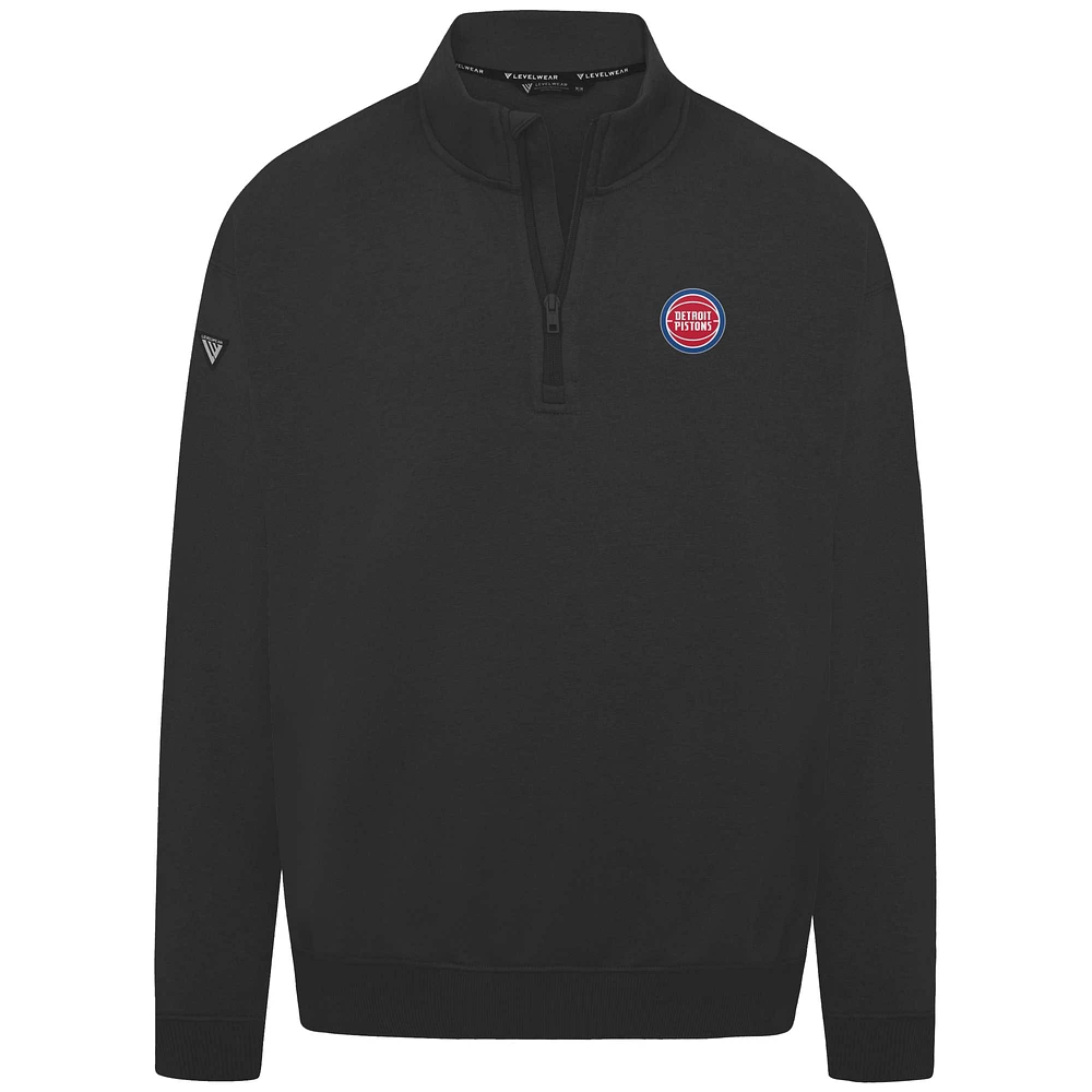 Men's Levelwear Black Detroit Pistons Murray Quarter-Zip Pullover