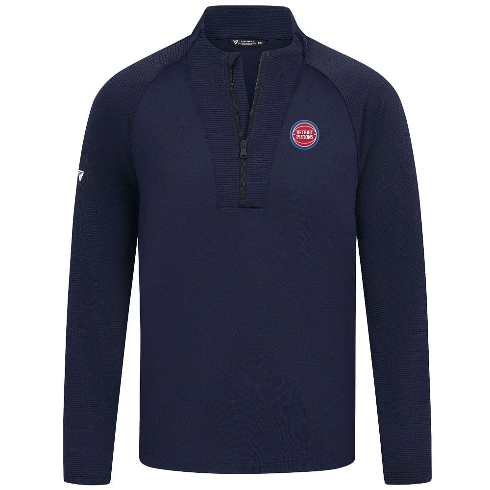 Men's Levelwear Navy Detroit Pistons Volley Quarter-Zip Top