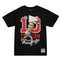 T-shirt Detroit Pistons Hardwood Classics Caricature Mitchell & Ness Dennis Rodman pour homme