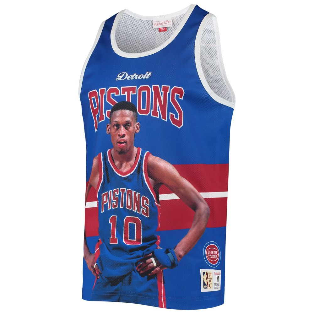 Men's Mitchell & Ness Dennis Rodman Blue Detroit Pistons Hardwood Classics Player Tank Top