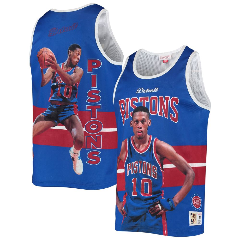 Men's Mitchell & Ness Dennis Rodman Blue Detroit Pistons Hardwood Classics Player Tank Top