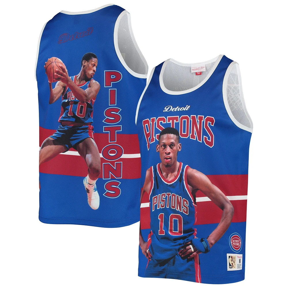 Débardeur bleu Mitchell & Ness Dennis Rodman Detroit Pistons Hardwood Classics Player pour hommes