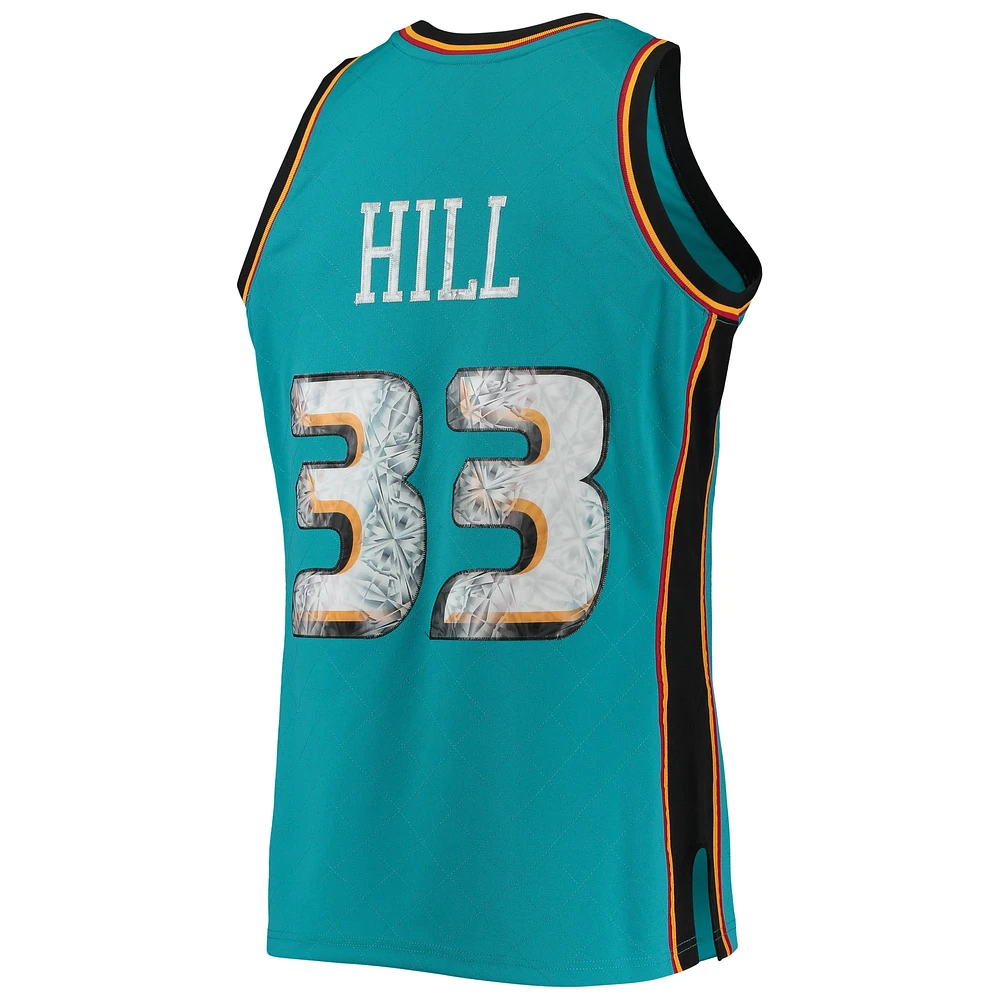 Men's Mitchell & Ness Grant Hill Teal Detroit Pistons 1998/99 Hardwood Classics NBA 75th Anniversary Diamond Swingman Jersey