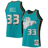 Men's Mitchell & Ness Grant Hill Teal Detroit Pistons 1998/99 Hardwood Classics NBA 75th Anniversary Diamond Swingman Jersey