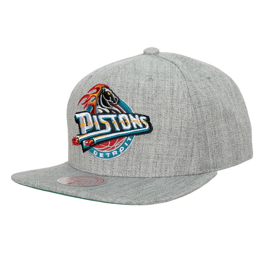 Casquette Snapback Detroit Pistons Hardwood Classics 2.0 Mitchell & Ness Heather Grey pour homme