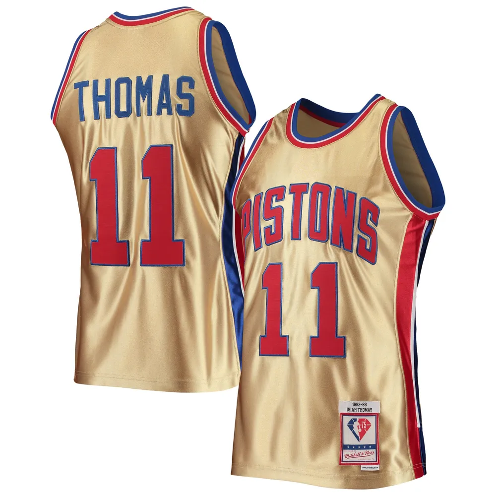 11 ISIAH THOMAS Detroit Pistons NBA Guard White Throwback Jersey