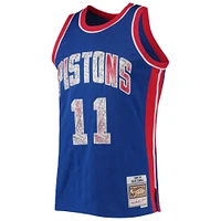 Maillot Swingman Diamond Mitchell & Ness Isiah Thomas bleu Detroit Pistons 1988/89 Hardwood Classics NBA 75e anniversaire pour homme