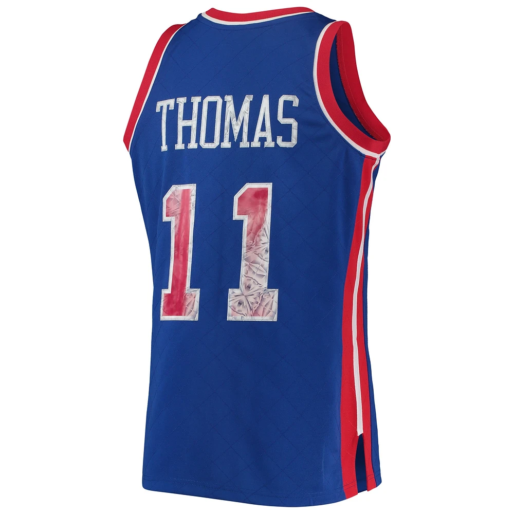 Maillot Swingman Diamond Mitchell & Ness Isiah Thomas bleu Detroit Pistons 1988/89 Hardwood Classics NBA 75e anniversaire pour homme