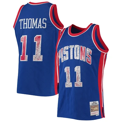 Men's Mitchell & Ness Isiah Thomas Blue Detroit Pistons 1988/89 Hardwood Classics NBA 75th Anniversary Diamond Swingman Jersey