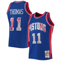 Maillot Swingman Diamond Mitchell & Ness Isiah Thomas bleu Detroit Pistons 1988/89 Hardwood Classics NBA 75e anniversaire pour homme