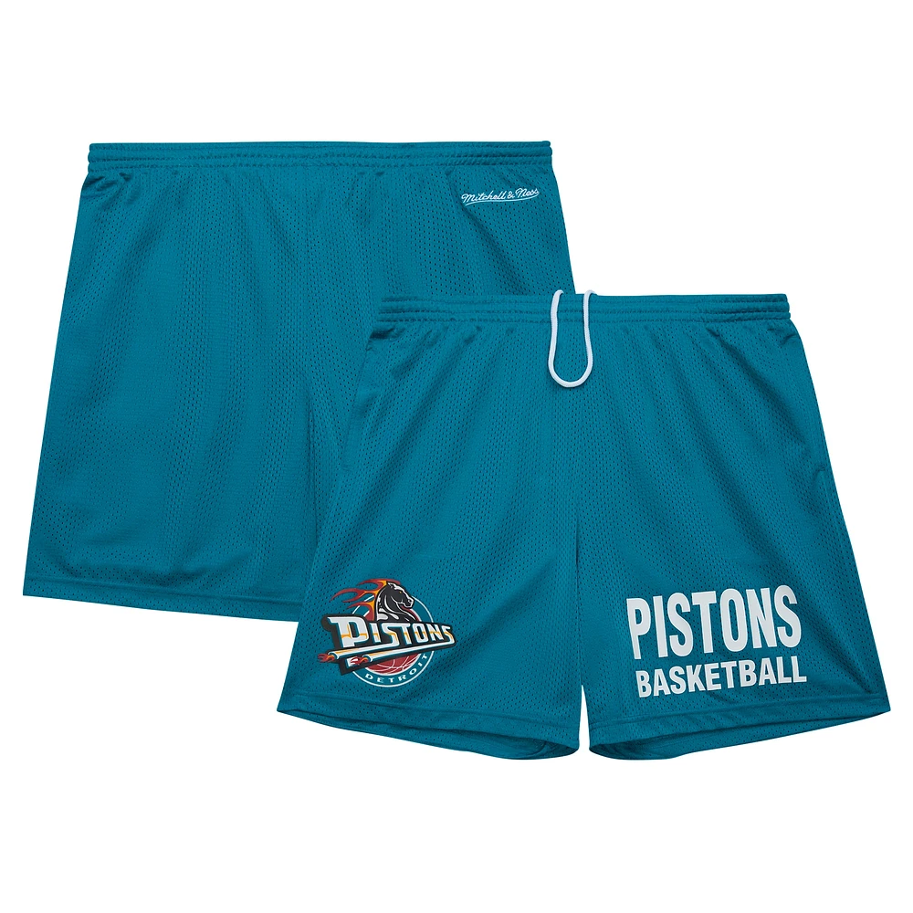 Men's Mitchell & Ness Teal Detroit Pistons Hardwood Classics Gameday Mesh Shorts