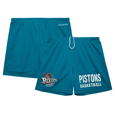 Short en maille Hardwood Classics Gameday de Mitchell & Ness pour homme, bleu sarcelle, Detroit Pistons