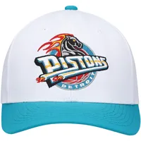 Men's Mitchell & Ness White/Teal Detroit Pistons Hardwood Classics Core 2-Tone 2.0 Pro Snapback Hat