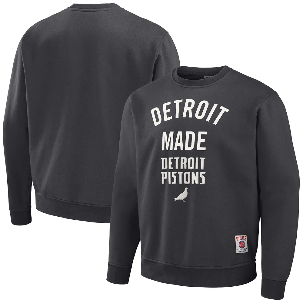 Sweat-shirt en peluche pour hommes NBA x Staple anthracite Detroit Pistons Pigeon