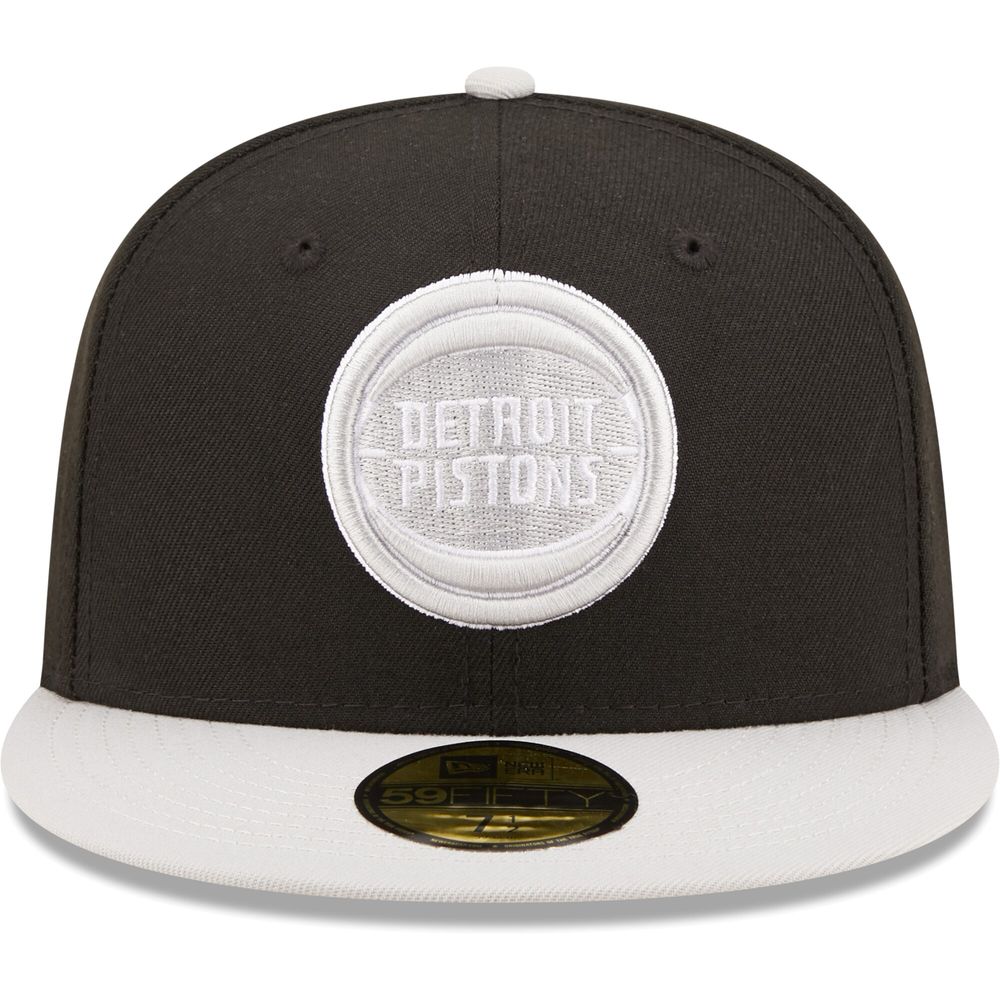 Men's New Era Black/Gray Detroit Pistons Two-Tone Color Pack 59FIFTY Fitted Hat