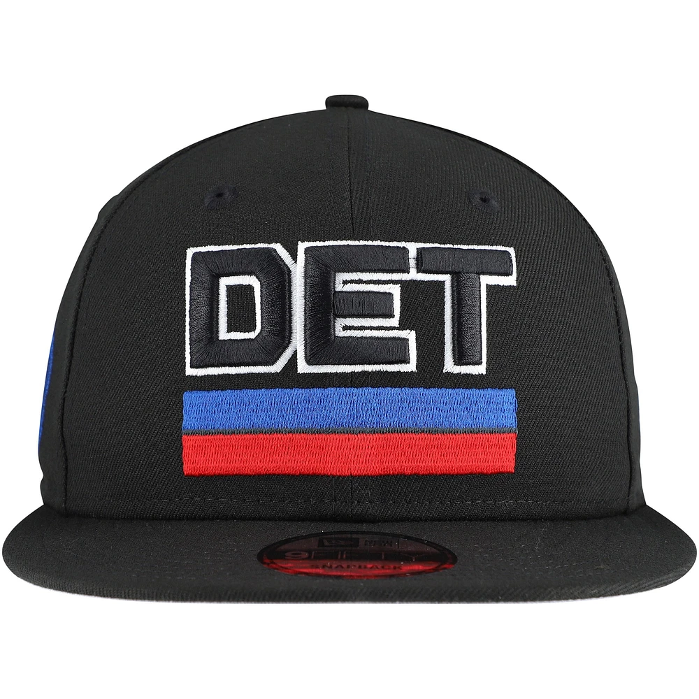 Casquette snapback 9FIFTY noire Detroit Pistons pour homme New Era Jersey Hook Statement Edition