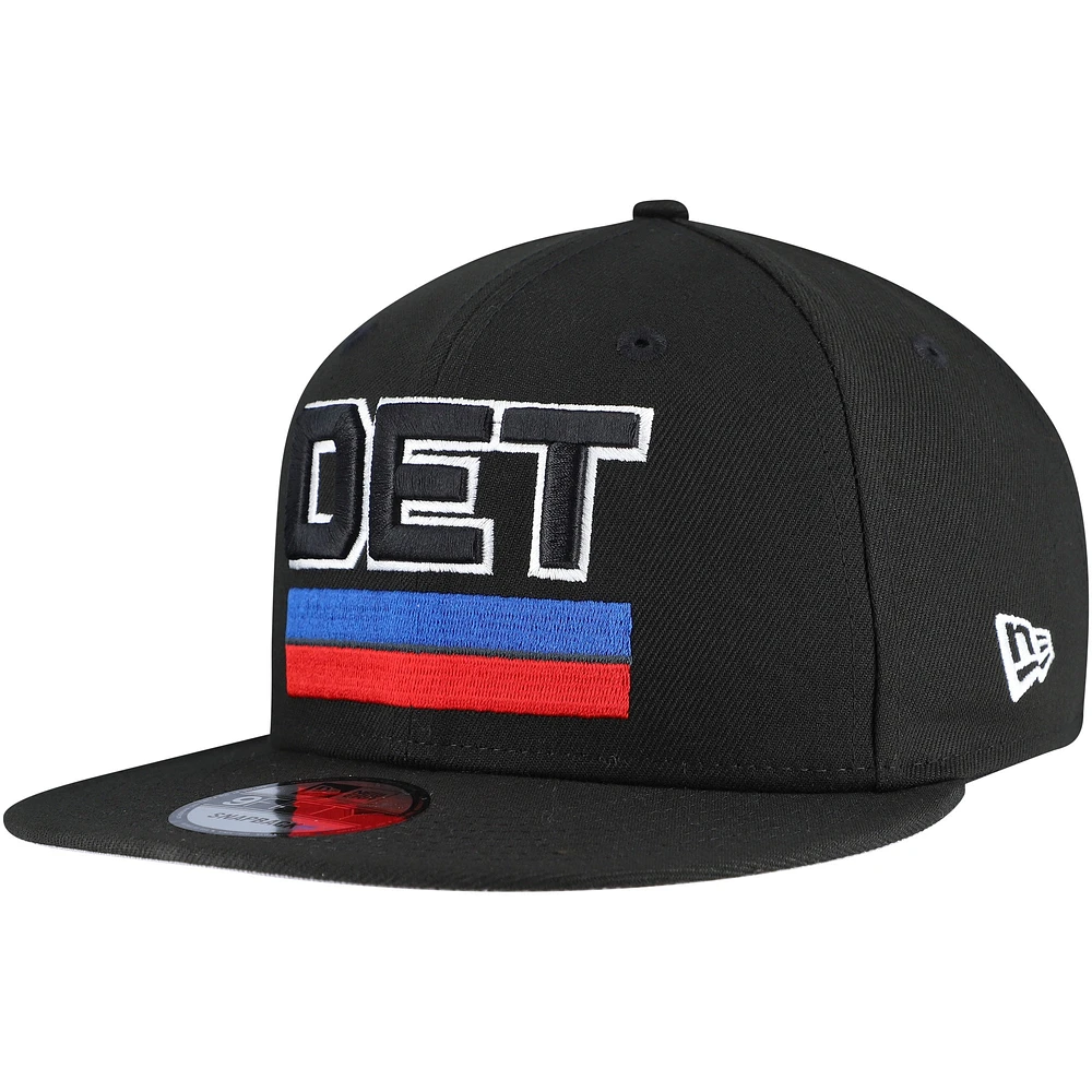 Men's New Era Black Detroit Pistons Jersey Hook Statement Edition 9FIFTY Snapback Hat