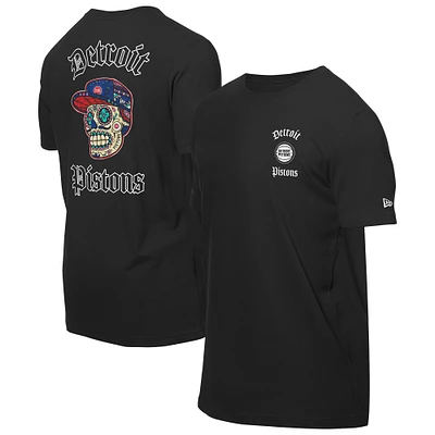 T-shirt New Era noir pour homme avec motif Sugar Skulls des Detroit Pistons