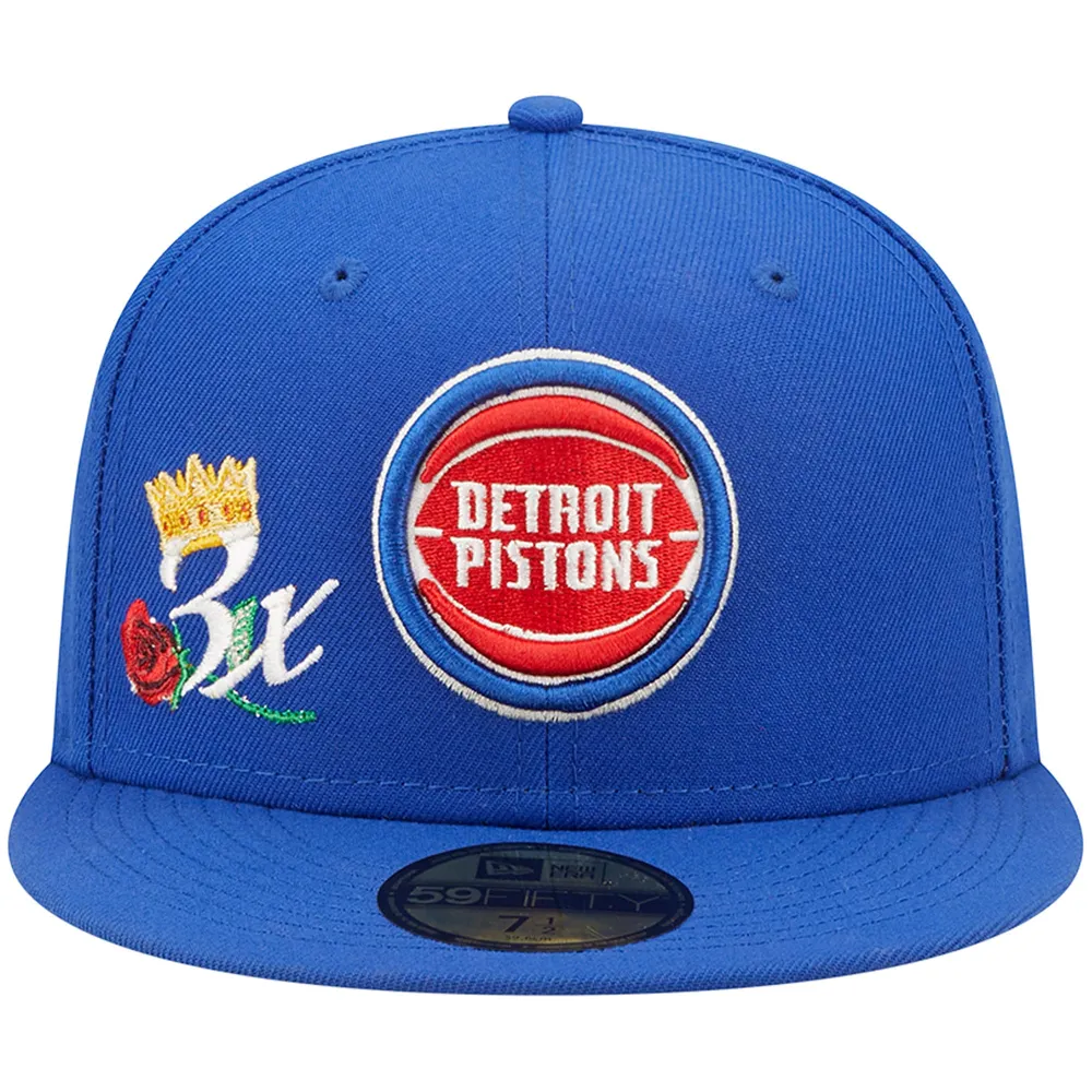 Casquette ajustée New Era Detroit Pistons 3x NBA Finals Champions Crown 59FIFTY pour homme, bleu