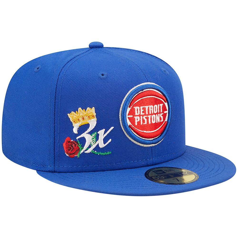 Men's New Era Blue Detroit Pistons 3x NBA Finals Champions Crown 59FIFTY Fitted Hat