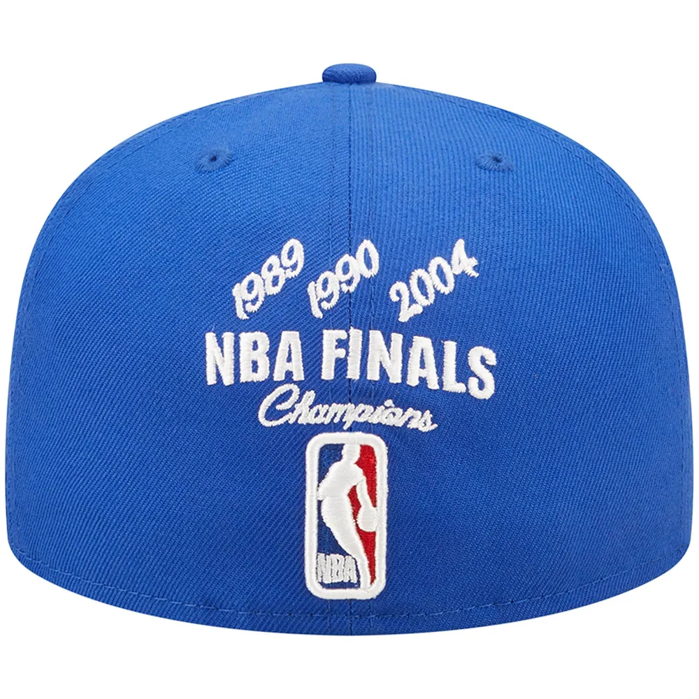 Casquette ajustée New Era Detroit Pistons 3x NBA Finals Champions Crown 59FIFTY pour homme, bleu