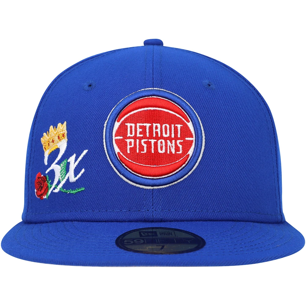 Men's New Era  Blue Detroit Pistons Crown Champs 59FIFTY Fitted Hat