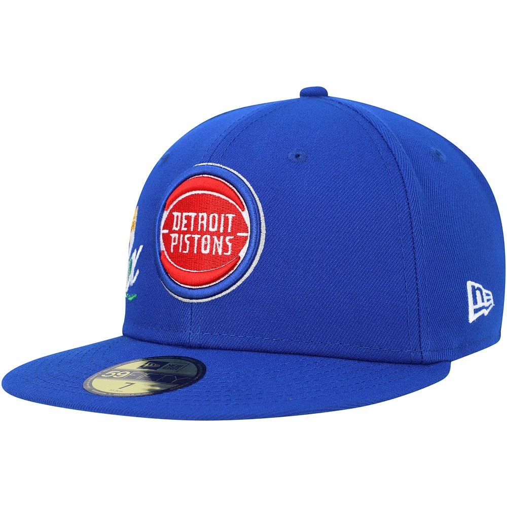 Men's New Era  Blue Detroit Pistons Crown Champs 59FIFTY Fitted Hat