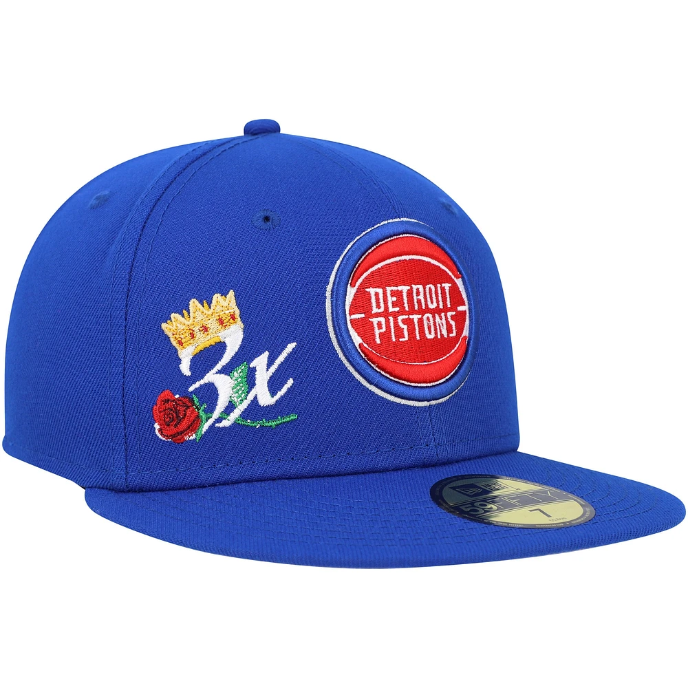 Men's New Era  Blue Detroit Pistons Crown Champs 59FIFTY Fitted Hat