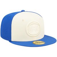 Men's New Era Cream/Blue Detroit Pistons Cork Two-Tone 59FIFTY Fitted Hat