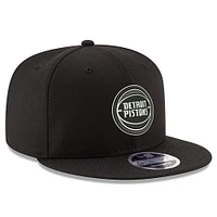 Men's New Era Detroit Pistons Black & White 9FIFTY Snapback Hat