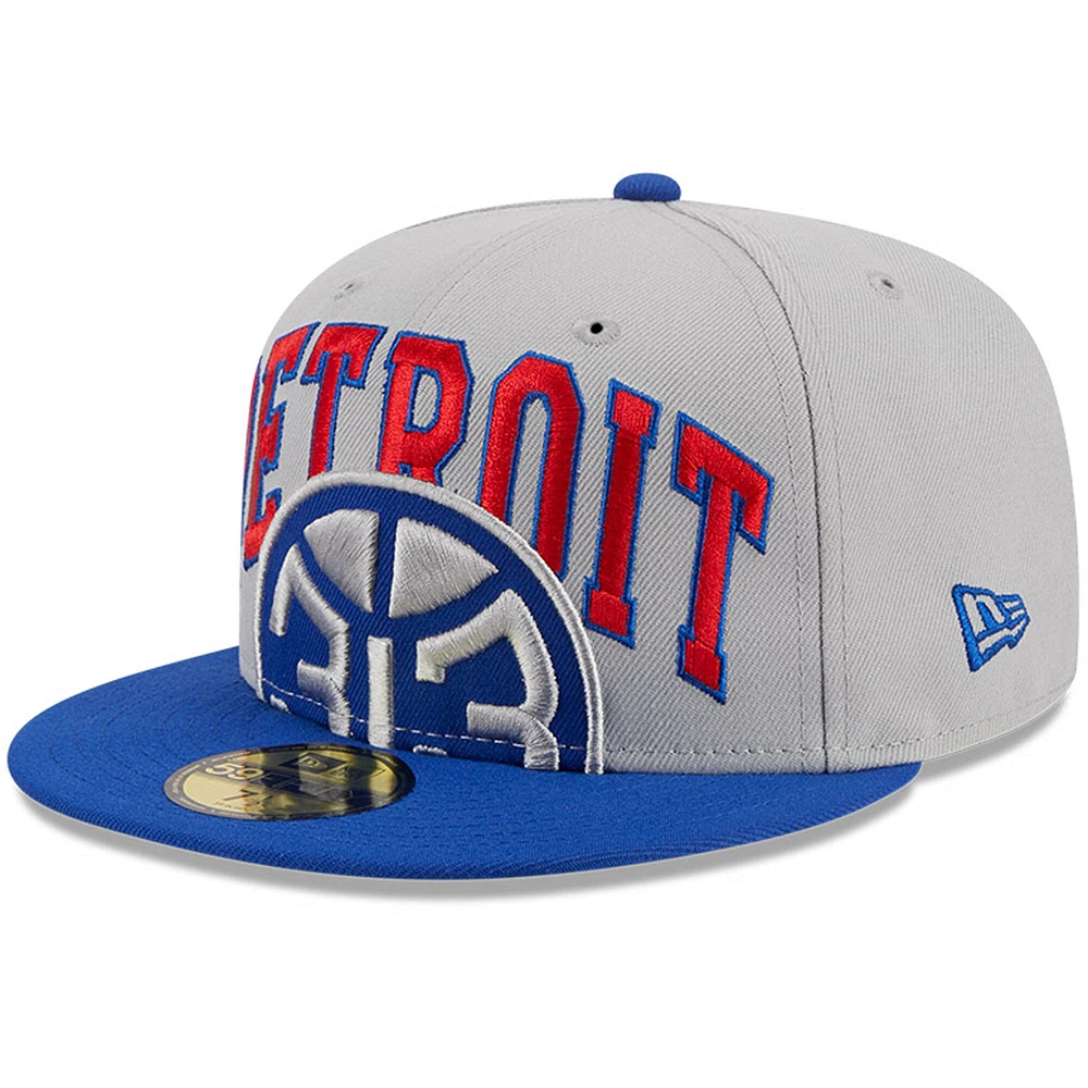 Casquette ajustée 59FIFTY bicolore Tip-Off des Detroit Pistons New Era pour hommes, gris/bleu