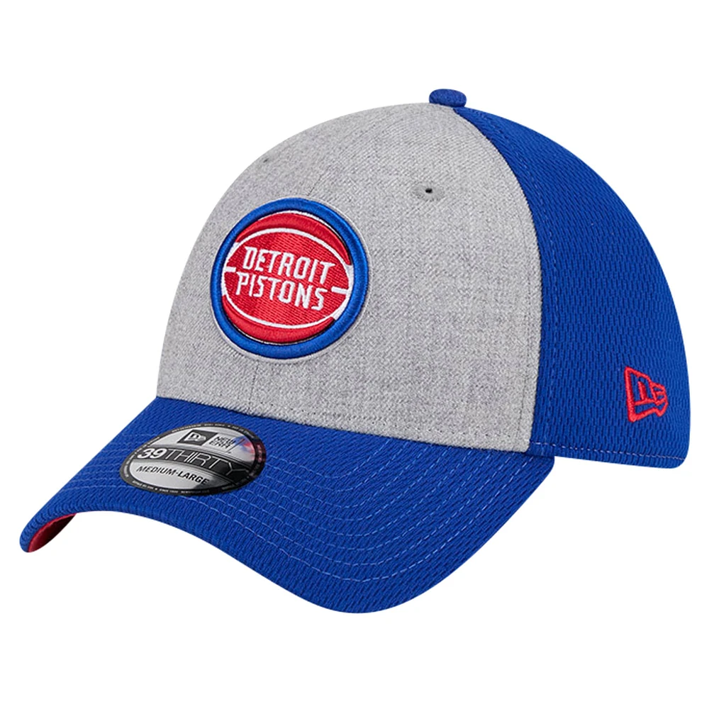 Casquette flexible bicolore 39THIRTY New Era pour hommes, gris chiné/bleu, Detroit Pistons