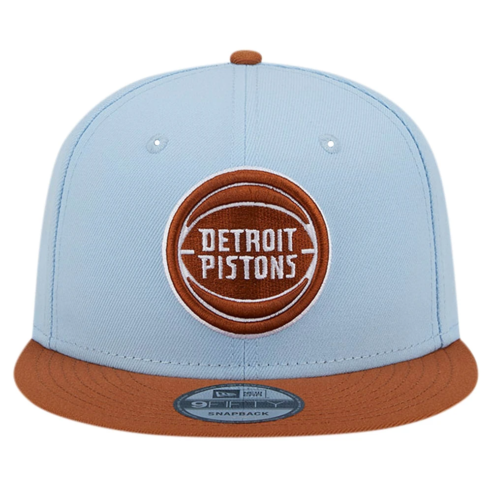 Men's New Era Light Blue/Brown Detroit Pistons 2-Tone Color Pack 9FIFTY Snapback Hat