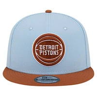 Men's New Era Light Blue/Brown Detroit Pistons 2-Tone Color Pack 9FIFTY Snapback Hat