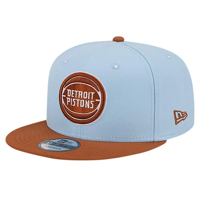 Casquette Snapback 9FIFTY New Era pour hommes, bleu clair/marron, Detroit Pistons, pack de couleurs bicolores