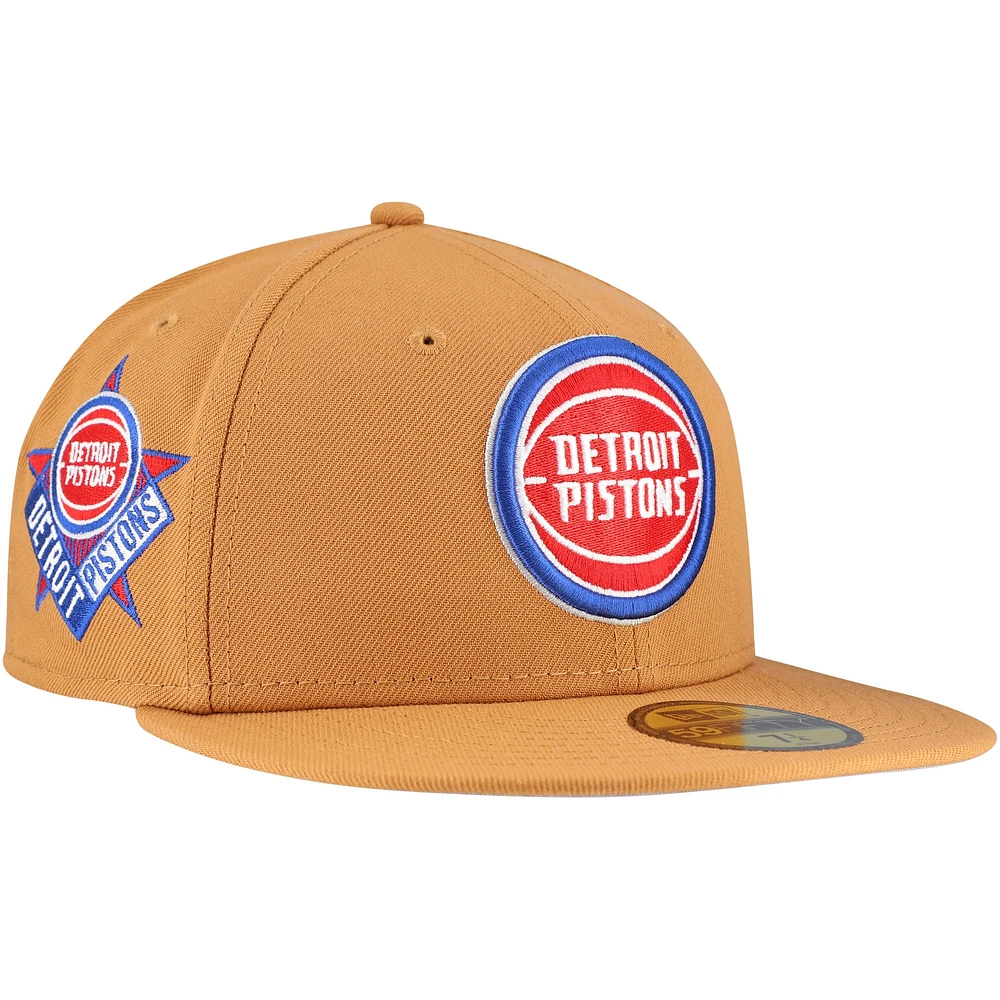 Men's New Era Tan Detroit Pistons Color Pack 59FIFTY Fitted Hat