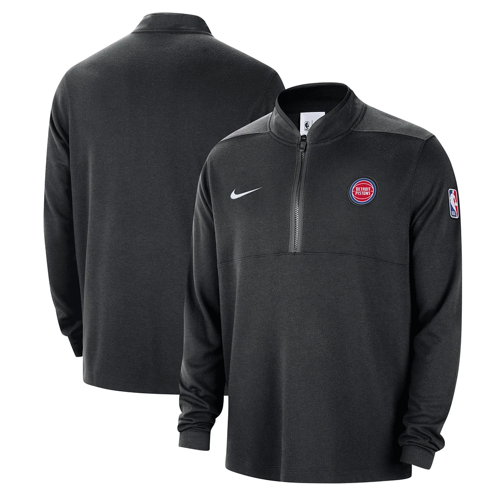 Haut à demi-zip Nike noir Detroit Pistons 2024/25 Courtside Performance pour homme