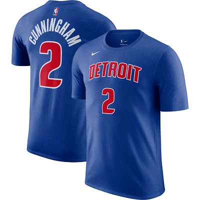 T-shirt Nike Cade Cunningham Detroit Pistons Icon 2022/23 avec nom et numéro pour homme