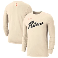 T-shirt à manches longues Nike Tan Detroit Pistons City Edition Essential Logo pour homme 2024/25