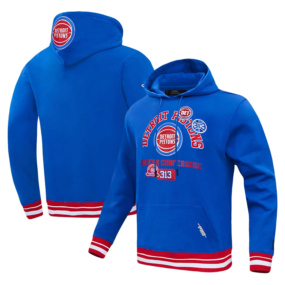 Sweat à capuche bleu Pro Standard pour homme avec code régional des Detroit Pistons