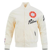 Veste en satin à boutons-pression et appliqués chenille pour homme Pro Standard Cream Detroit Pistons City Edition 2024/25