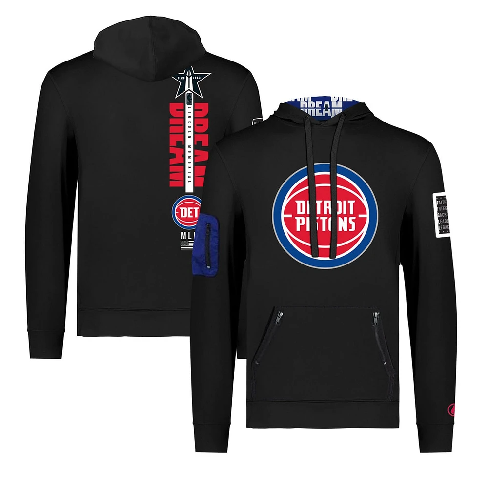 Sweat à capuche unisexe FISLL x Black History Collection noir Detroit Pistons