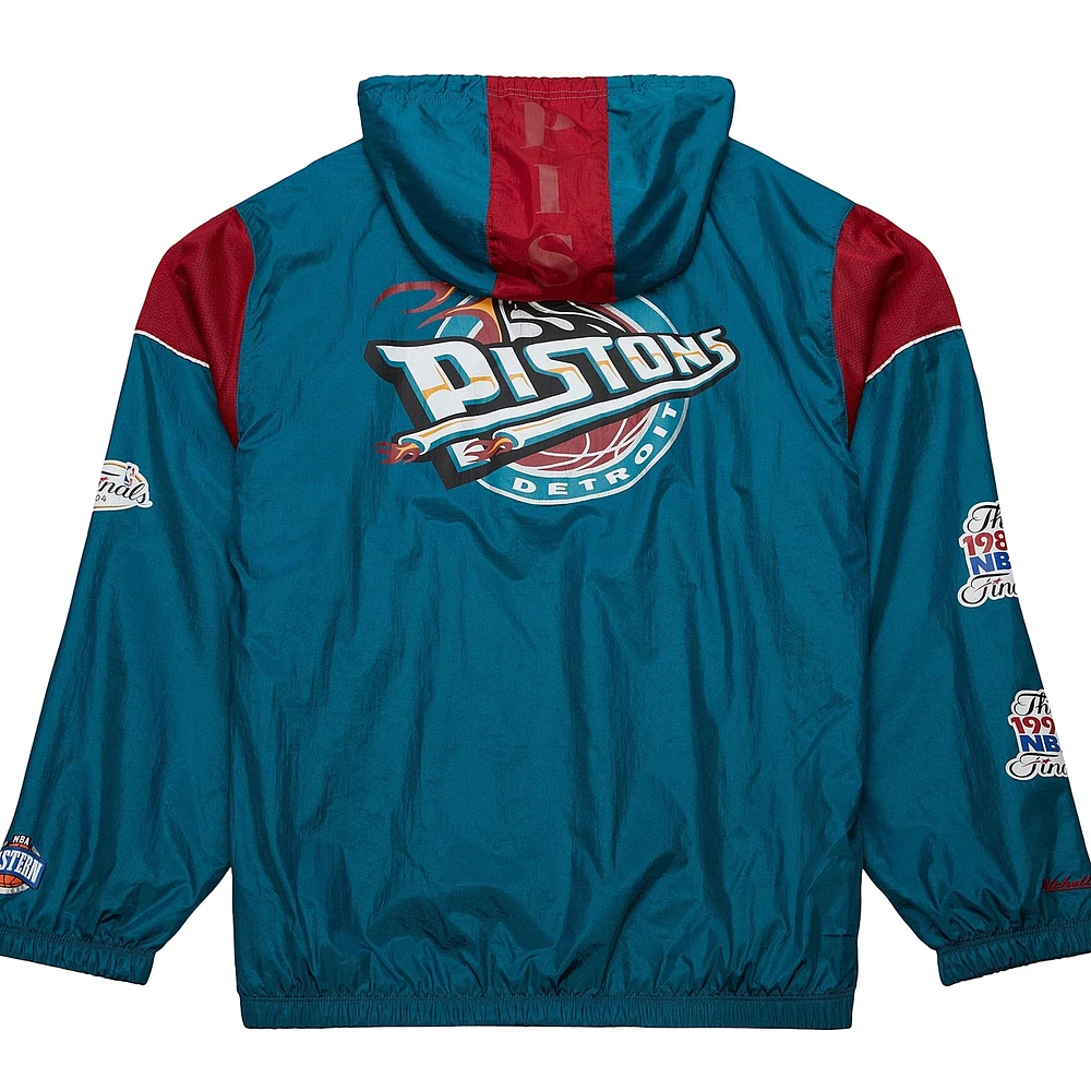 Unisex Mitchell & Ness  Teal Detroit Pistons Hardwood Classics Team OG 3.0 Anorak Half-Zip Windbreaker Jacket