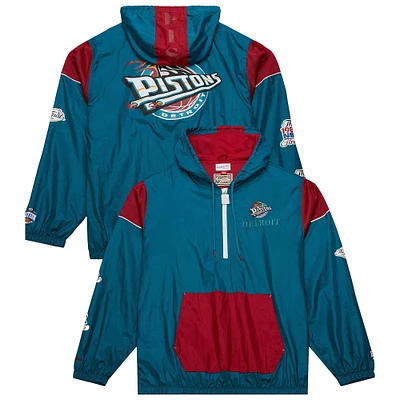 Veste coupe-vent unisexe Mitchell & Ness Teal Detroit Pistons Hardwood Classics Team OG 3.0 Anorak à demi-zip