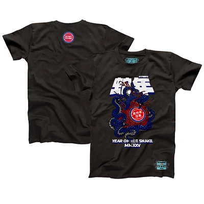 Unisex NBALab x Hyperfly Heather Black Detroit Pistons Year of the Snake Lunar New Collection T-Shirt