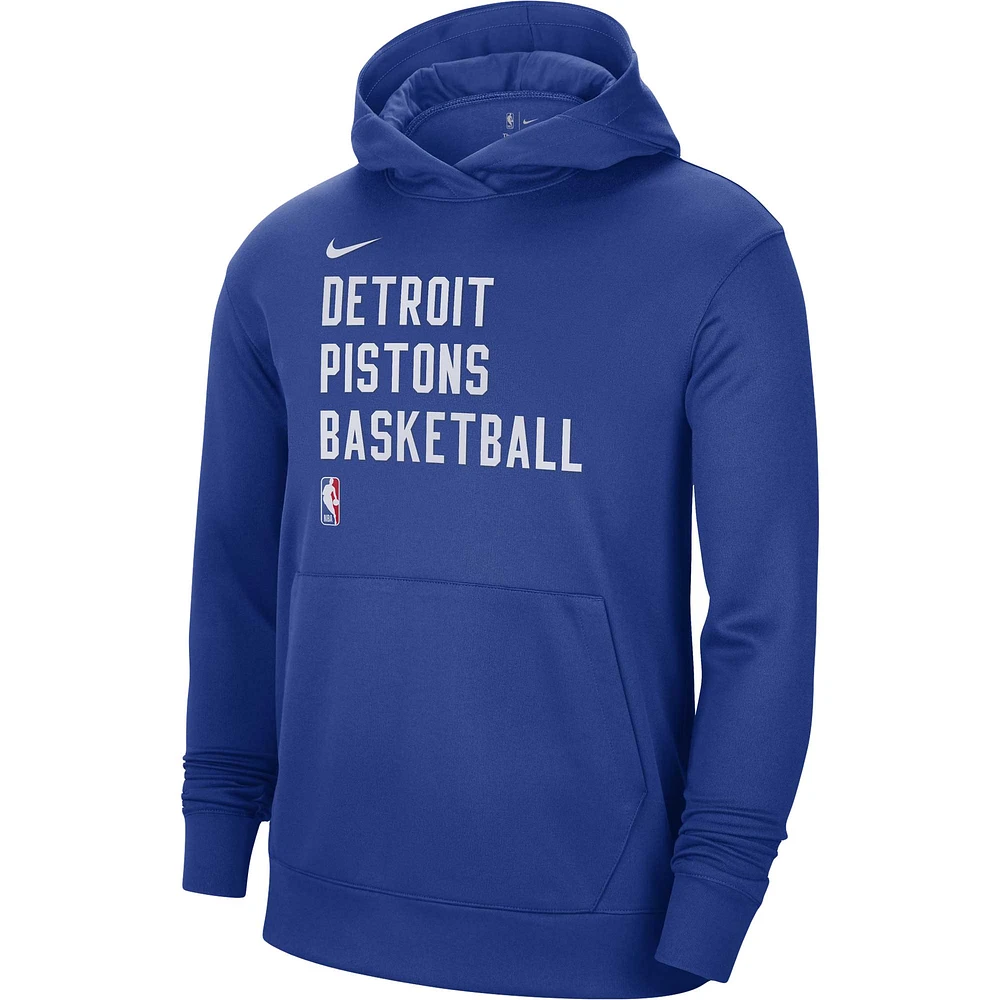 Sweat à capuche unisexe Nike Blue Detroit Pistons 2023/24 Performance Spotlight On-Cour Practice